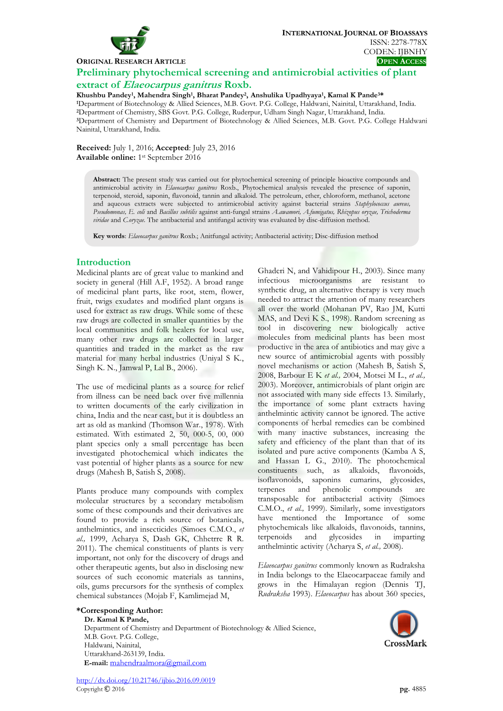 Extract of Elaeocarpus Ganitrus Roxb