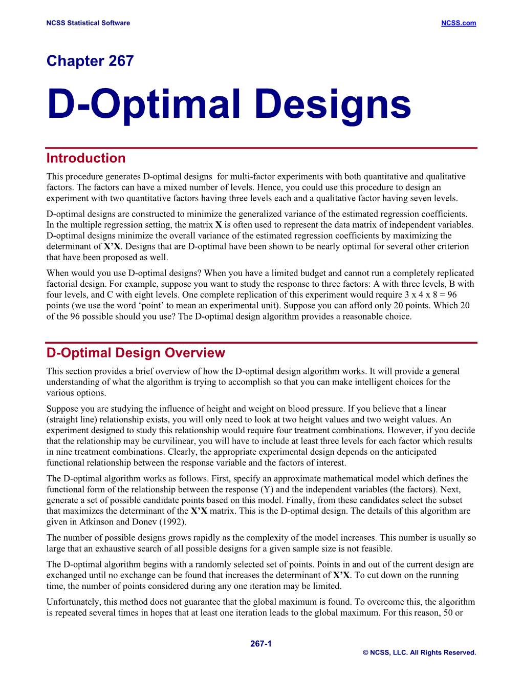 D-Optimal Designs