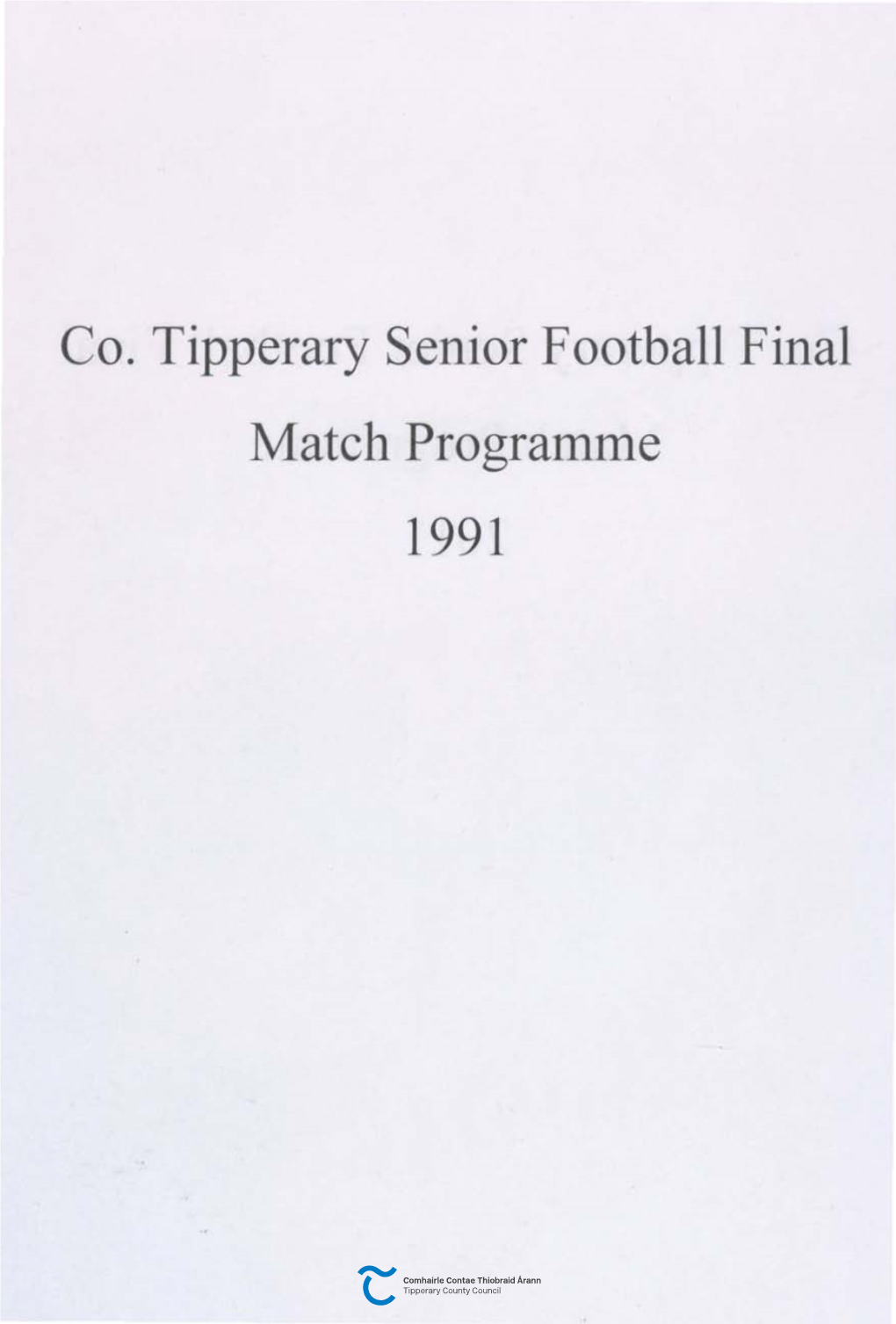 Co. Tipperary Senior Football Final Match Programme 1991