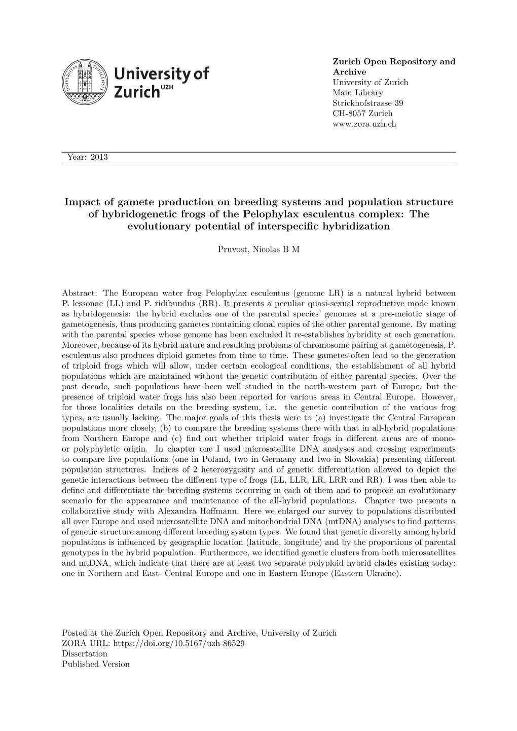 Impact of Gamete Production on Breeding Systems And