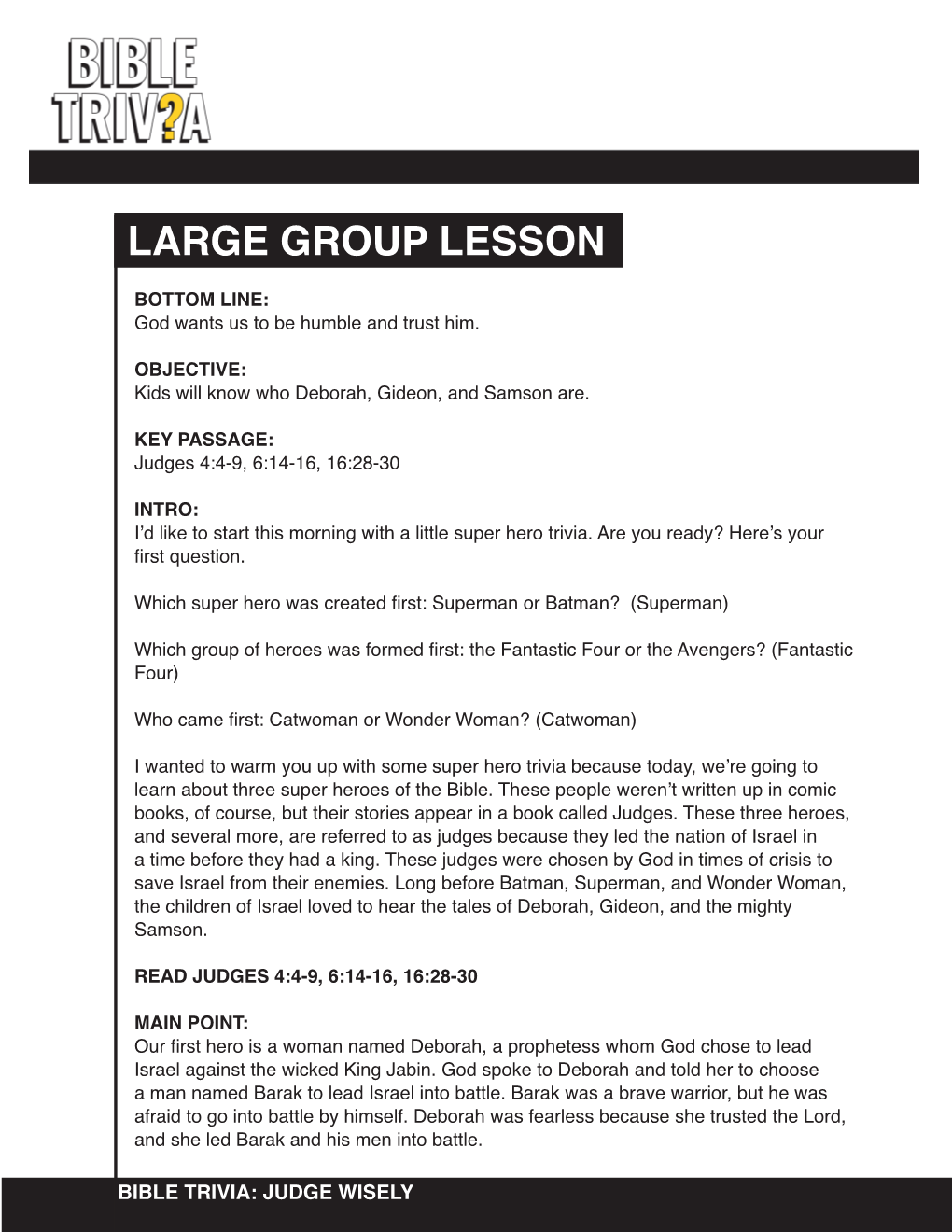 Large Group Lesson