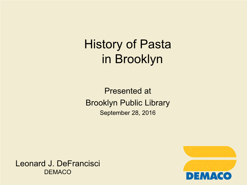 History of Pasta in Brooklyn