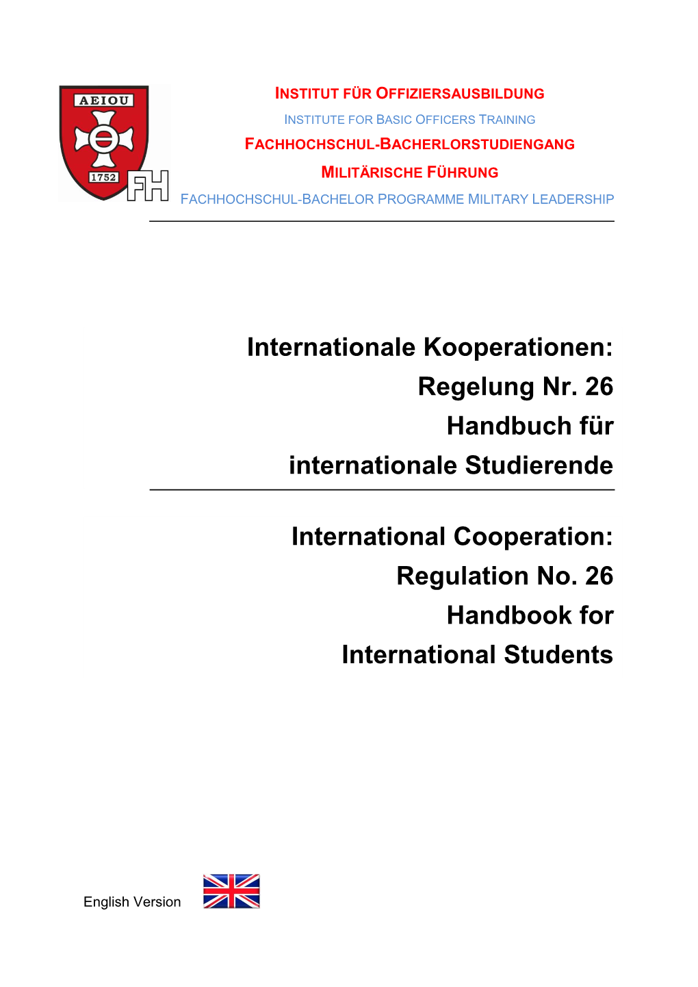 Internationale Kooperationen: Regelung Nr. 26 Handbuch Für
