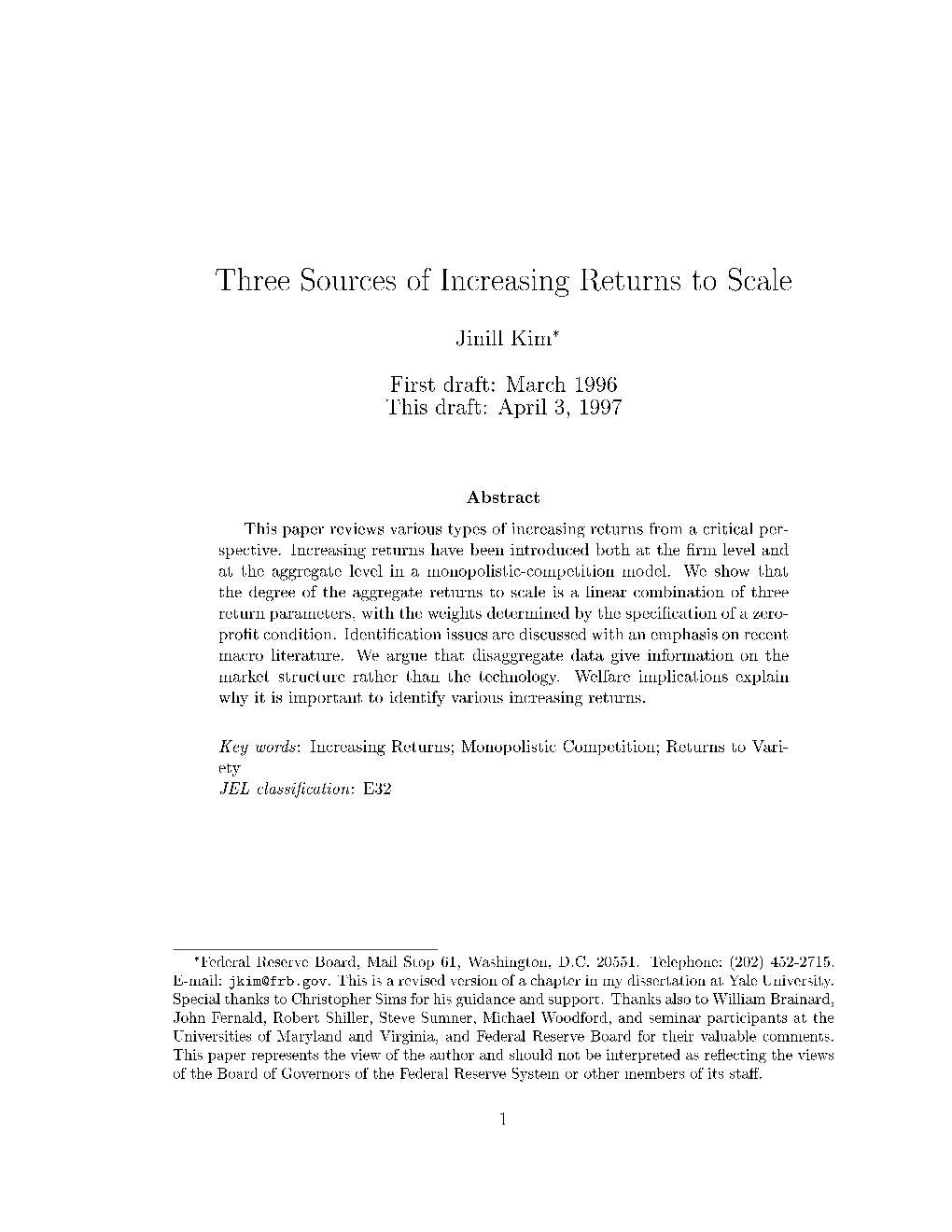 Three Sources of Increasing Returns to Scale