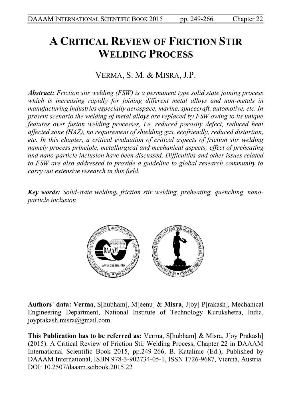 A Critical Review of Friction Stir Welding Process