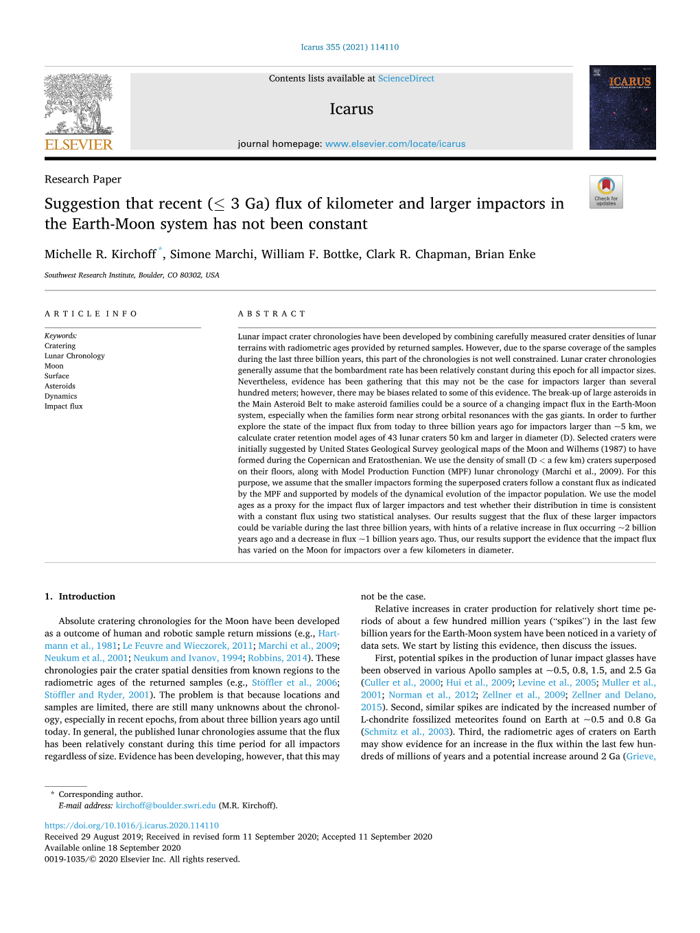 Suggestion That Recent (≤ 3 Ga) Flux of Kilometer and Larger Impactors in the Earth-Moon System Has Not Been Constant