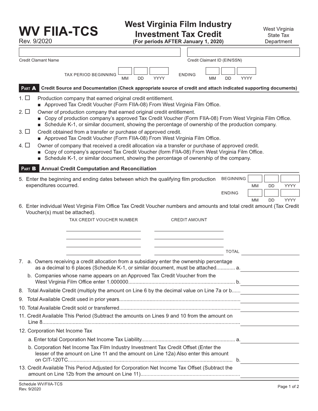 FIIA-TCS Investment Tax Credit State Tax Rev