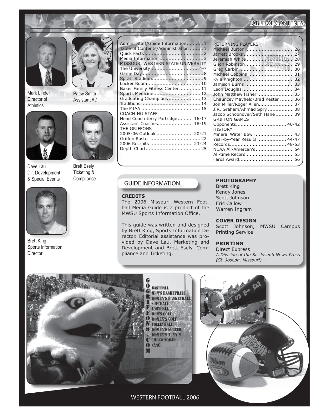 Western Football 2006 Table of Contents Guide Information