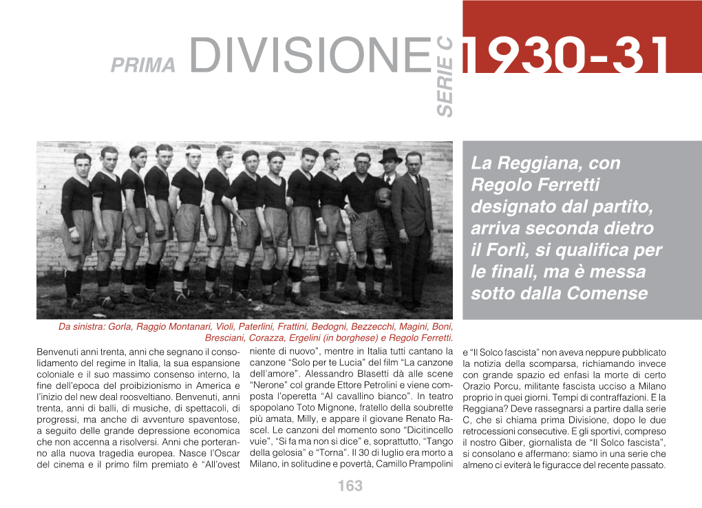 PRIMA DIVISIONE 1930-31 Se Ri E C