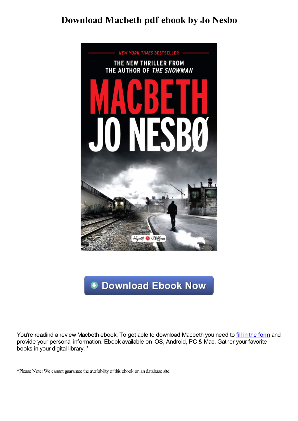 Download Macbeth Pdf Ebook by Jo Nesbo