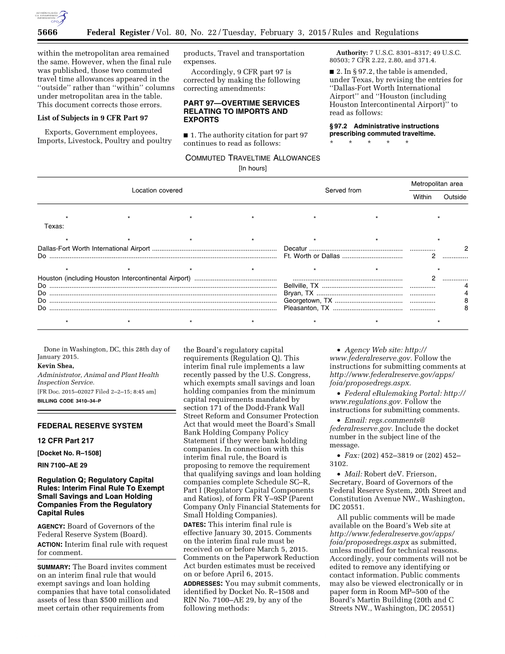 Federal Register/Vol. 80, No. 22/Tuesday, February 3, 2015