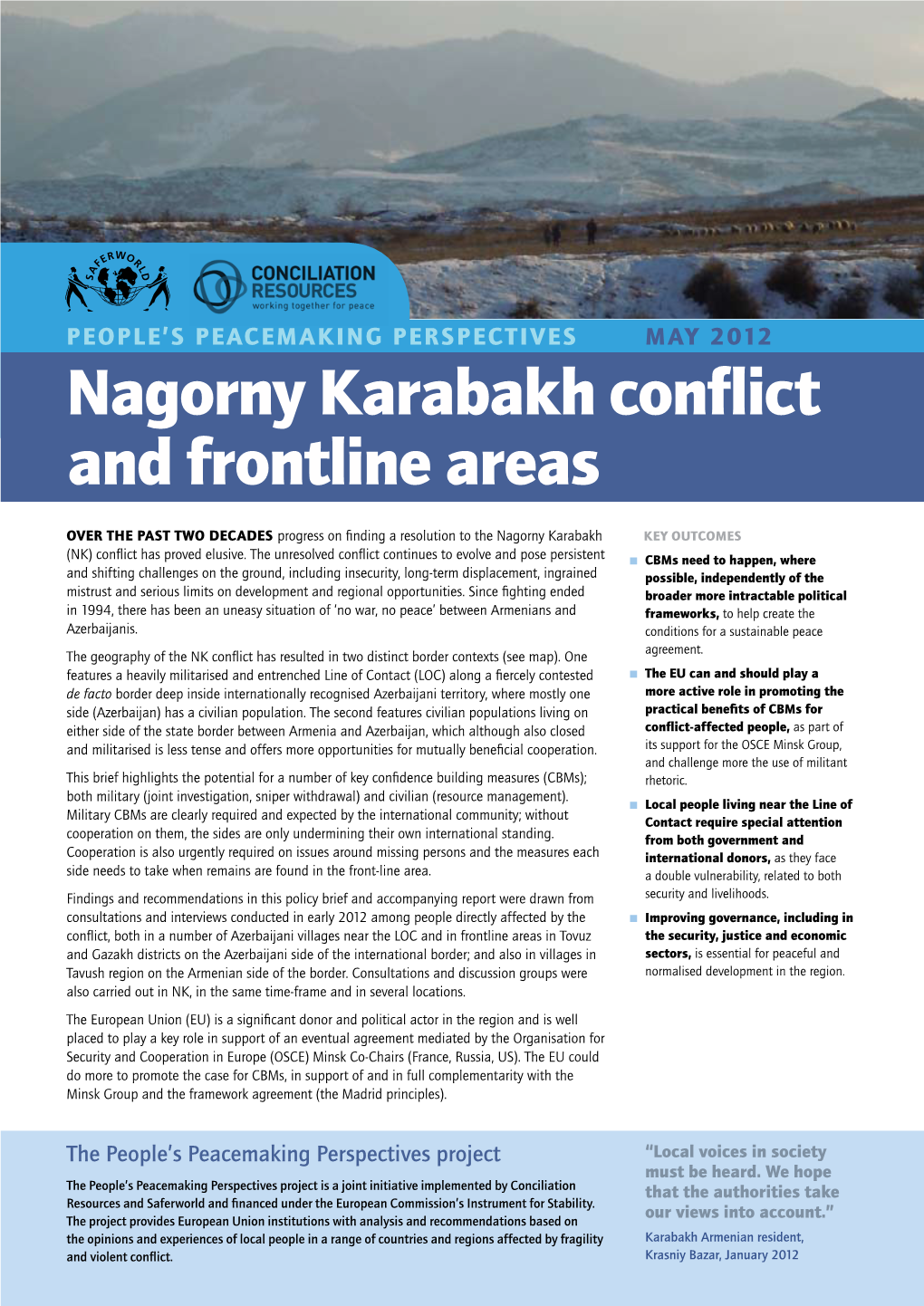 Nagorny Karabakh Conflict and Frontline Areas