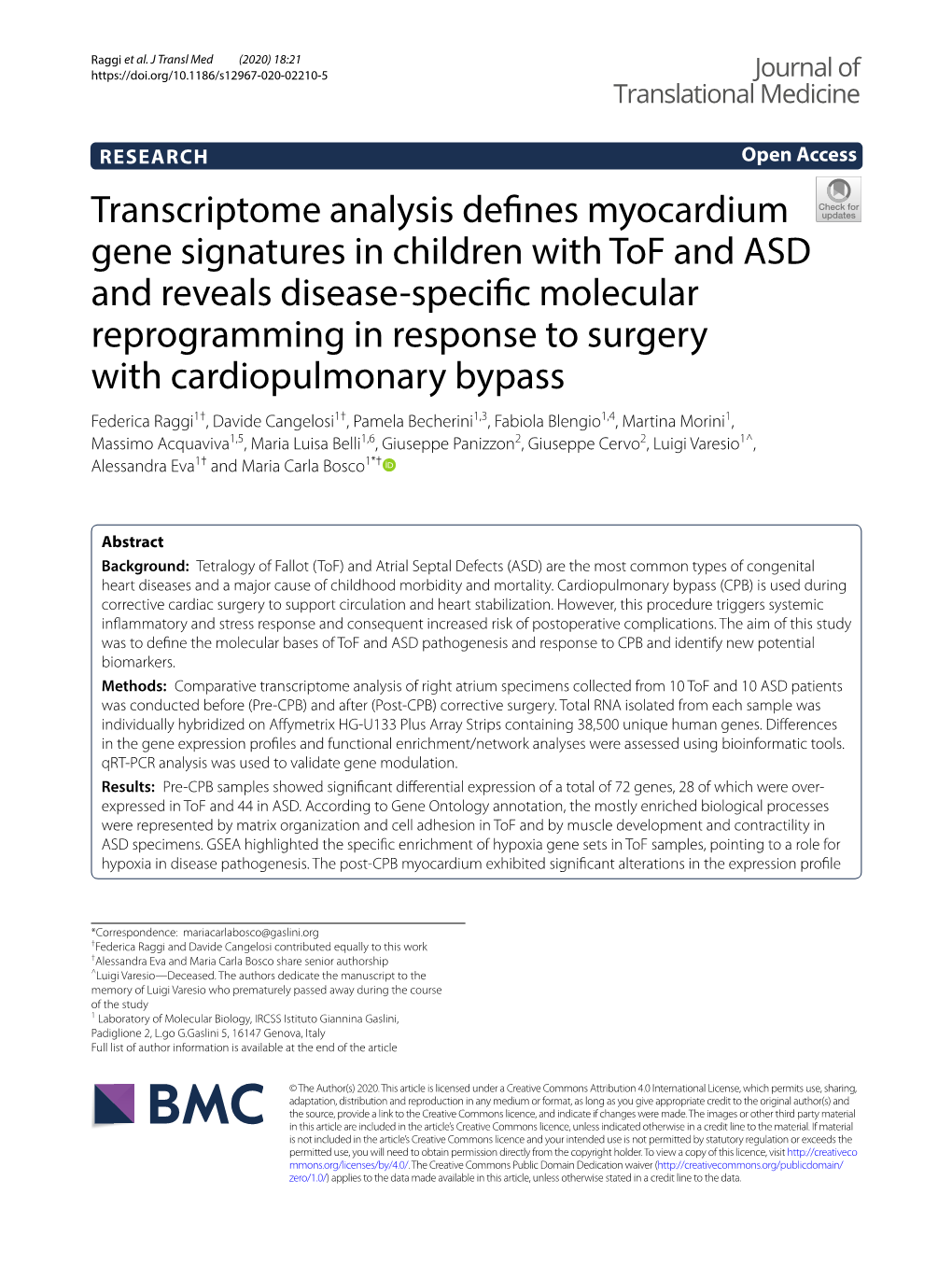 Transcriptome Analysis Defines Myocardium Gene Signatures In