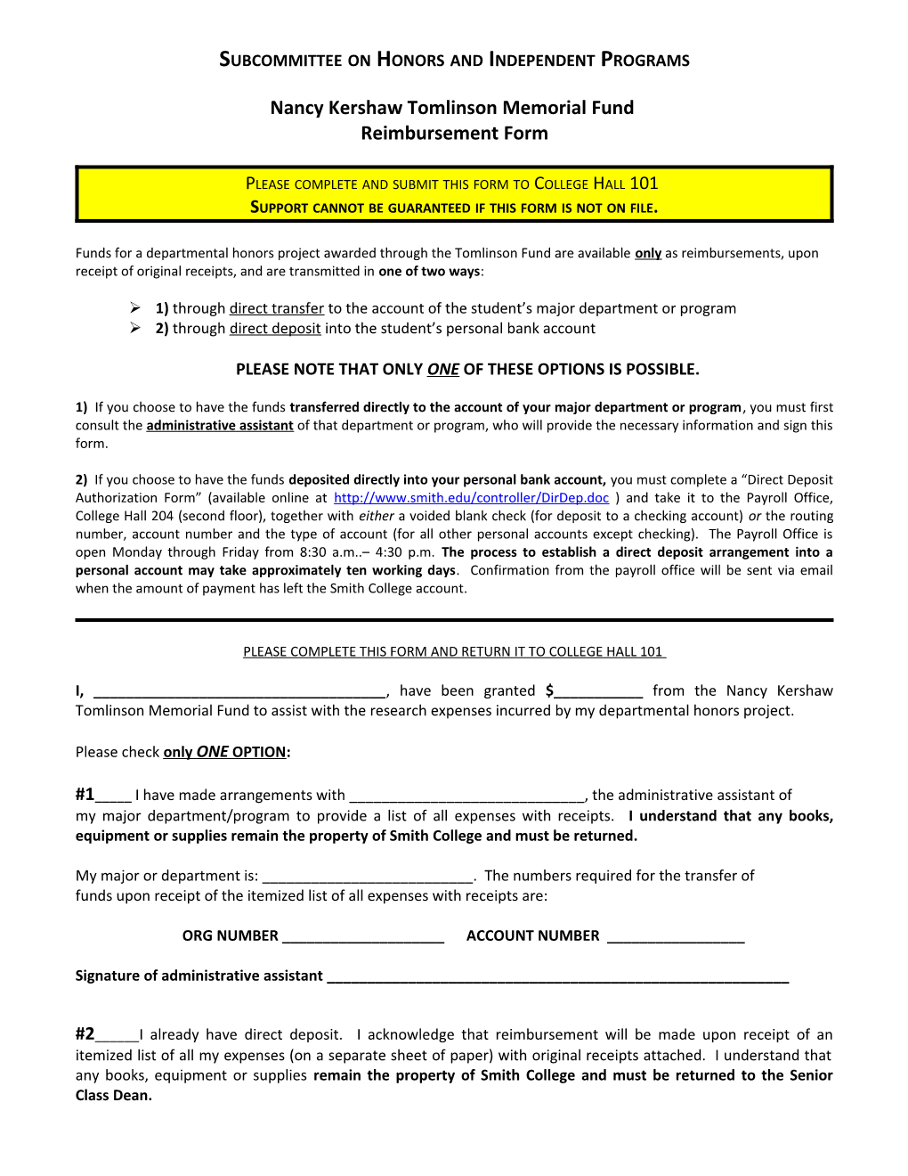 Subcommittee on Honors and Independent Programs