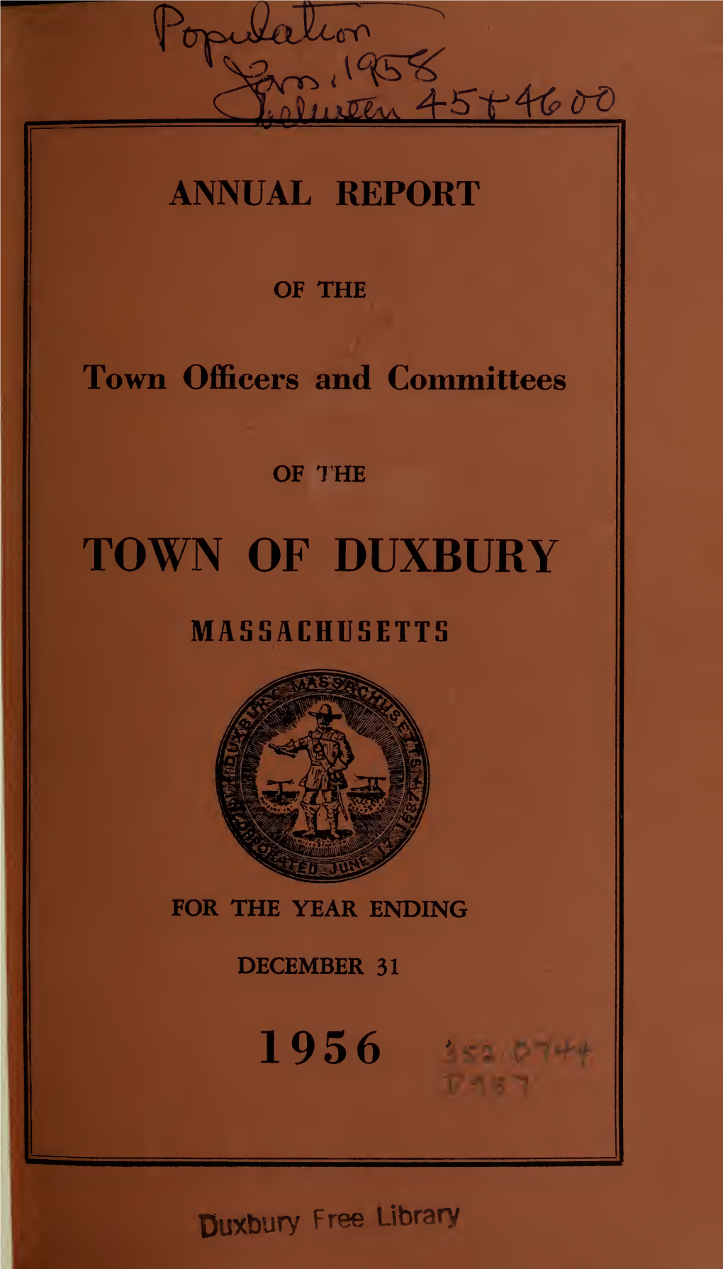 Annual Report for the Town of Duxbury for the Year Ending