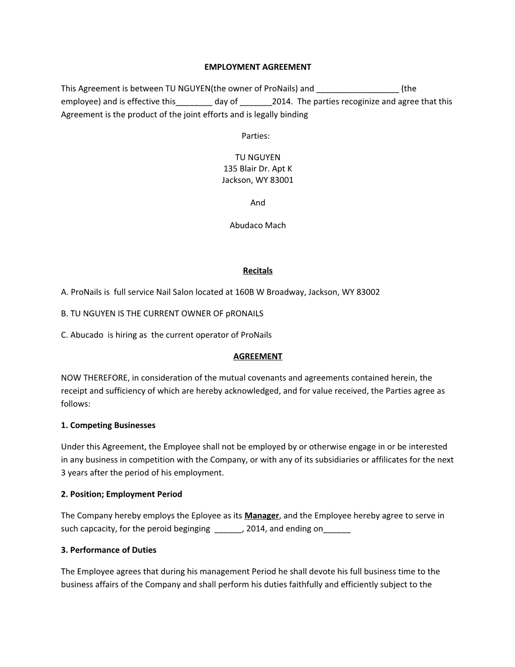 Employment Agreement s1