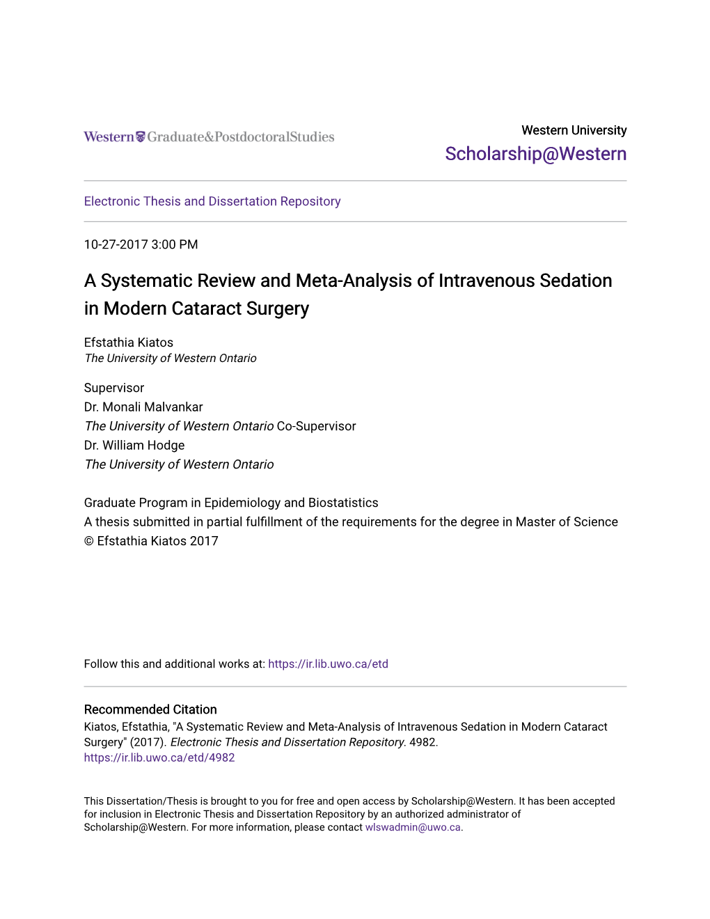 A Systematic Review and Meta-Analysis of Intravenous Sedation in Modern Cataract Surgery