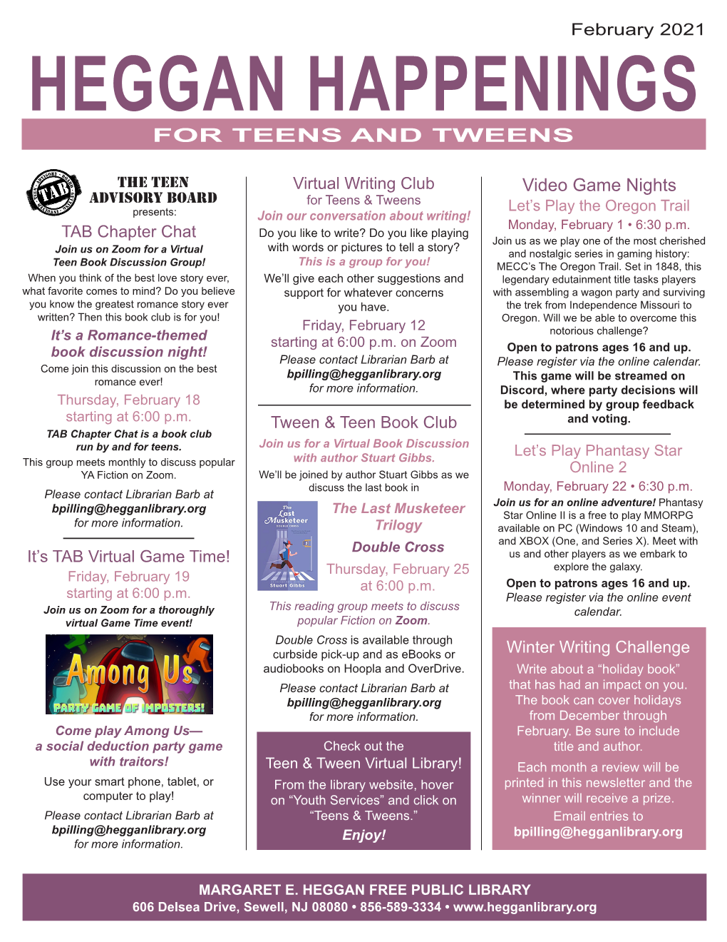 Heggan Happenings for Teens and Tweens