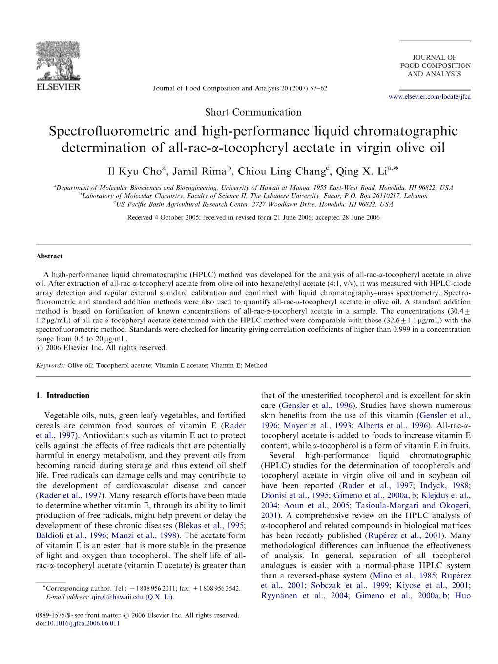 Spectrofluorometric and High-Performance Liquid