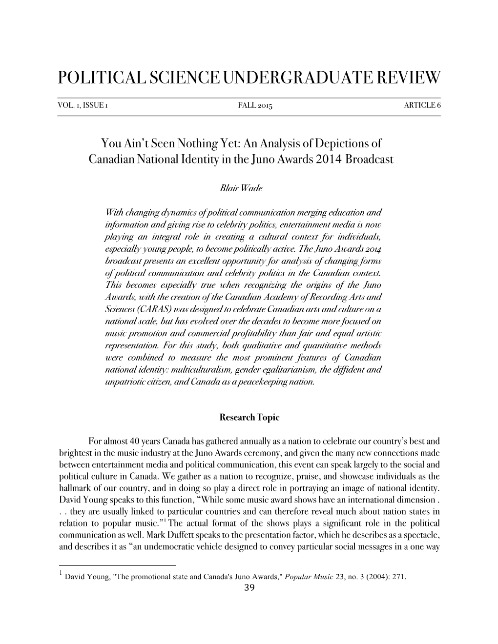 Political Science Undergraduate Review