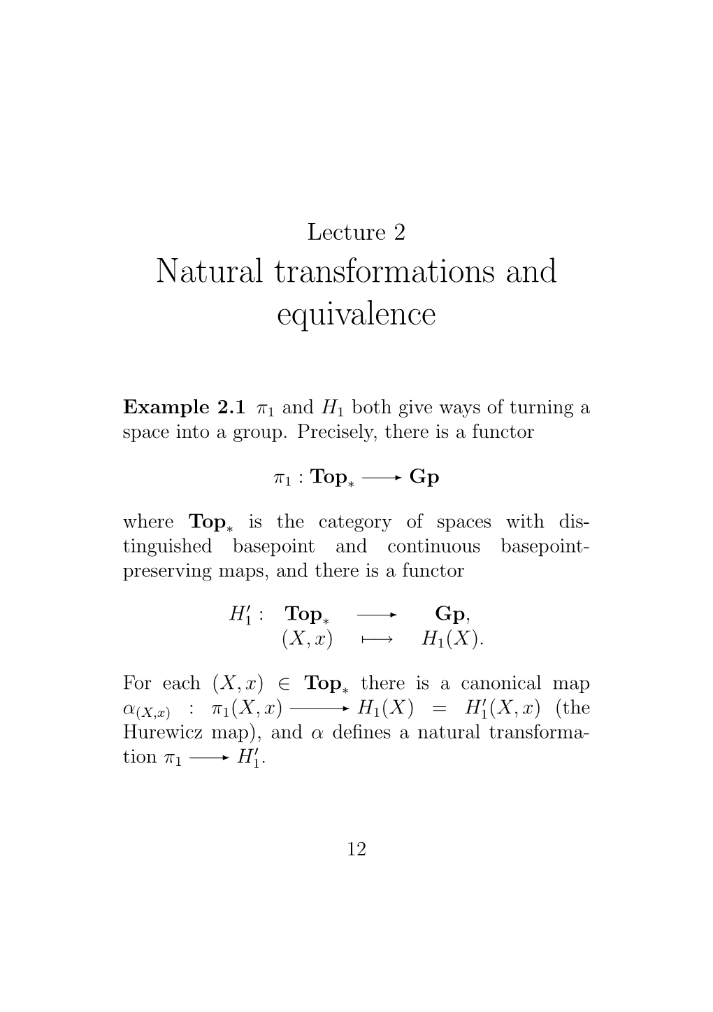 Natural Transformations and Equivalence