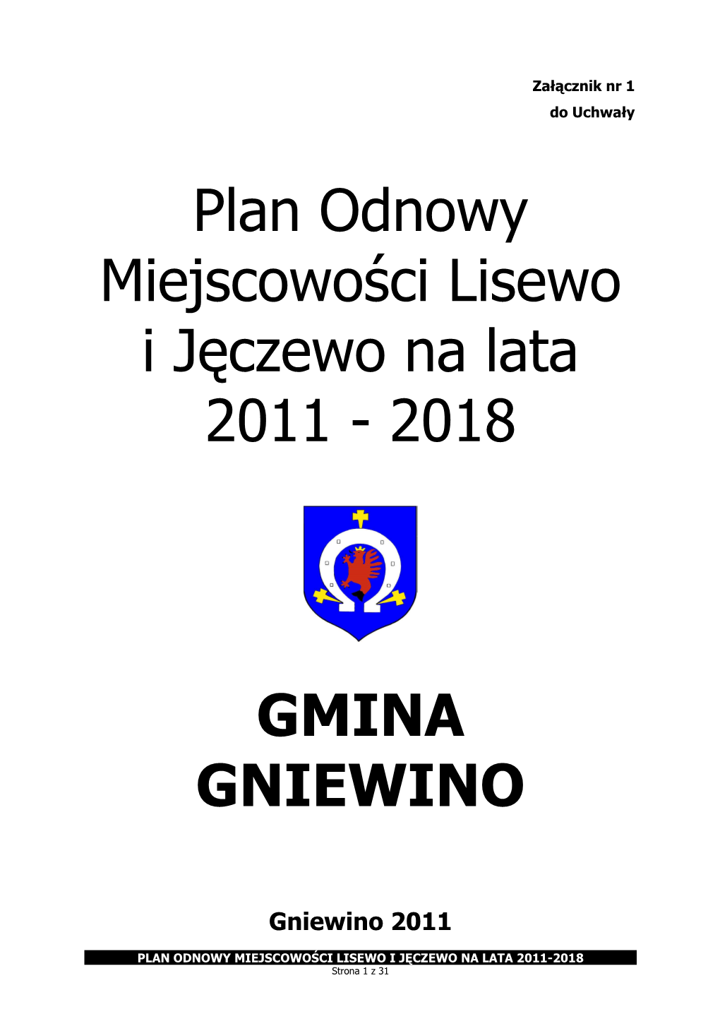 Plan Odnowy Miejscowości Lisewo I Jęczewo Na Lata 2011 � 2018