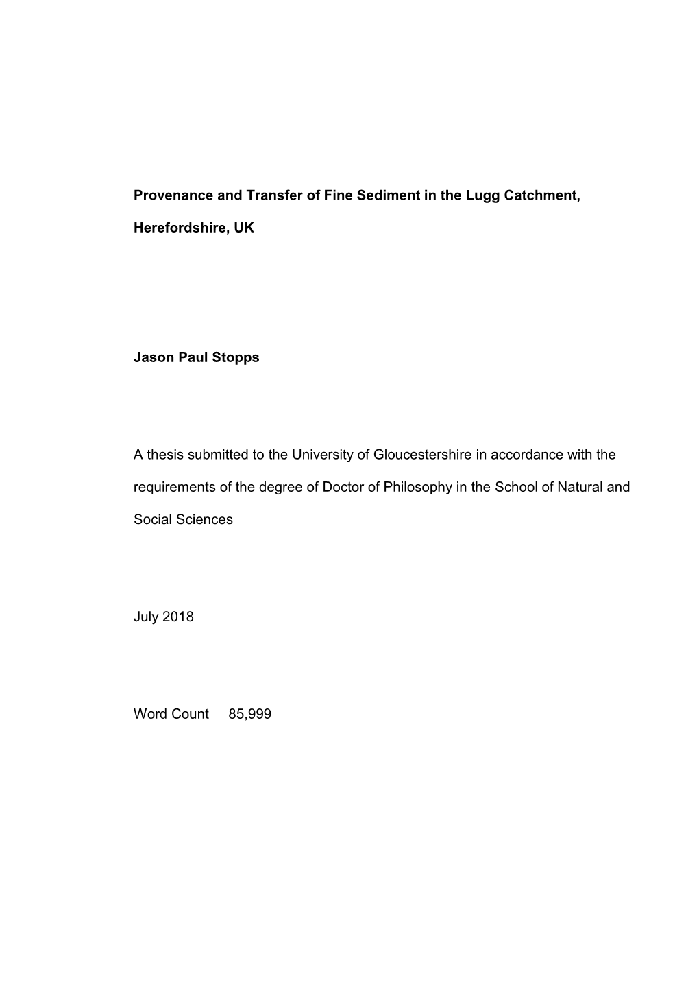 Provenance and Transfer of Fine Sediment in the Lugg Catchment