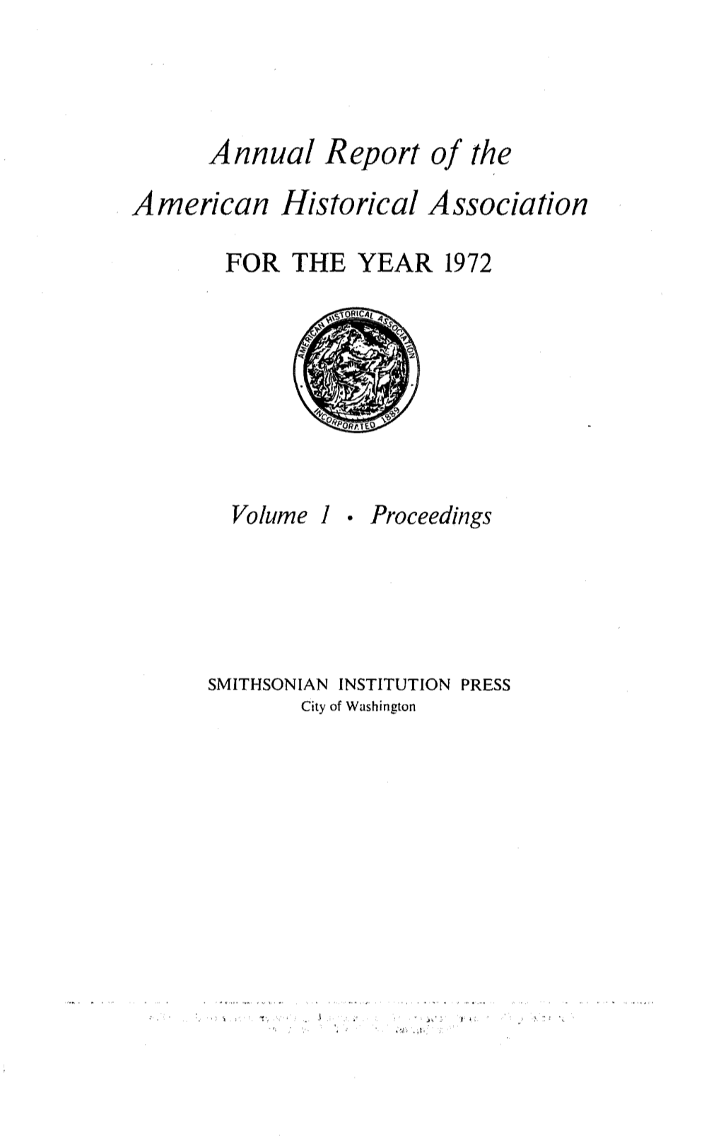 Annual Report of the American Historical Association