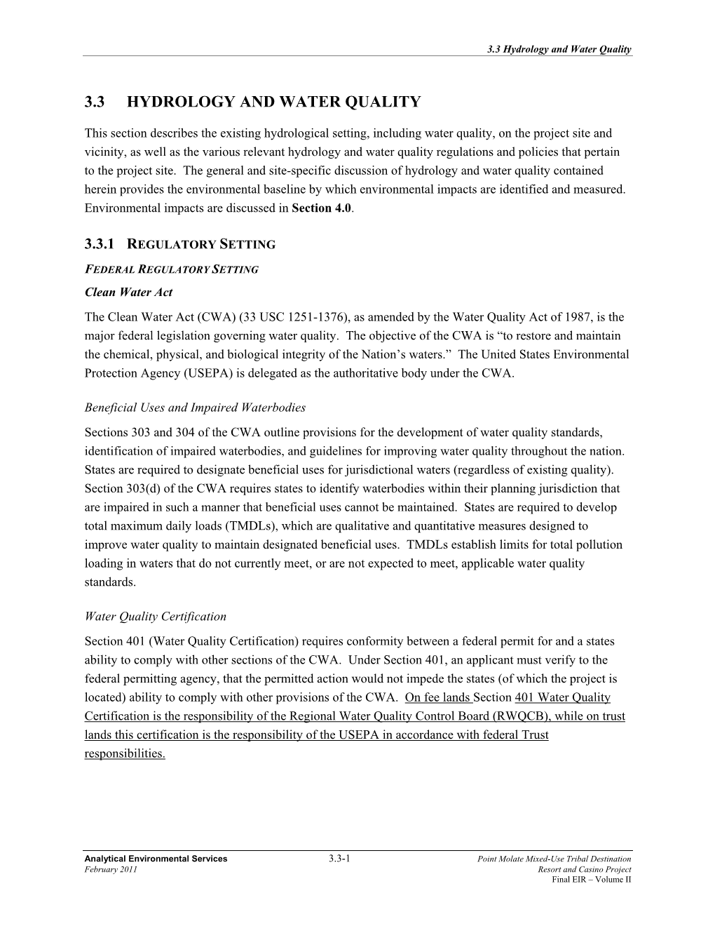 3.3 Hydrology and Water Quality