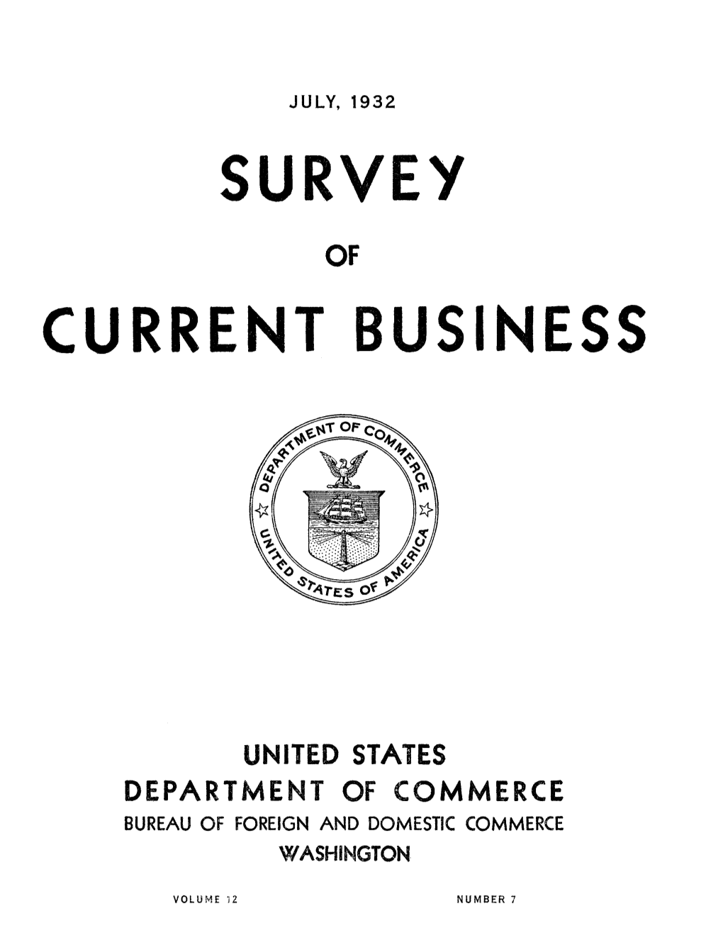 Survey of Current Business July 1932