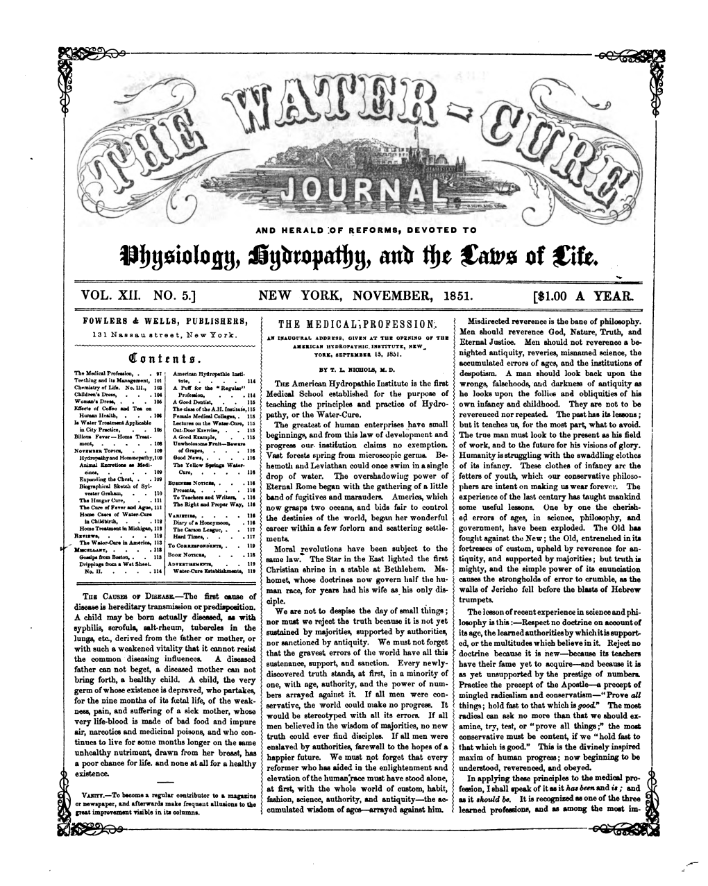 Water-Cure Journal V12 N5 Nov 1851