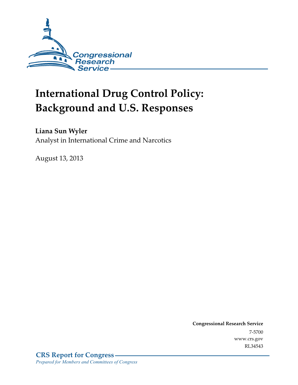 International Drug Control Policy: Background and U.S