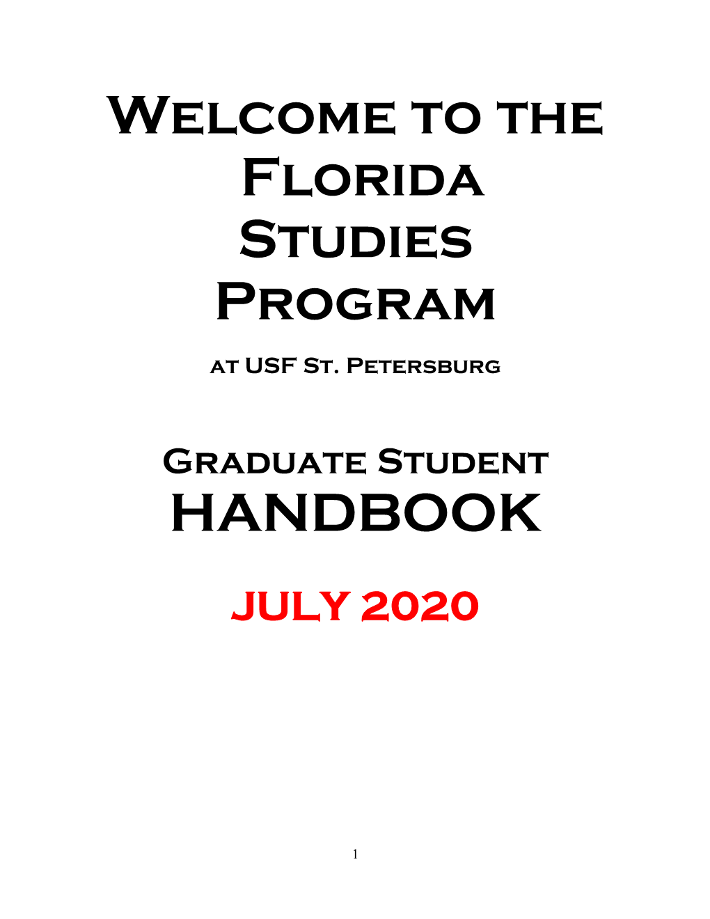 Florida Studies Graduate Student Handbook