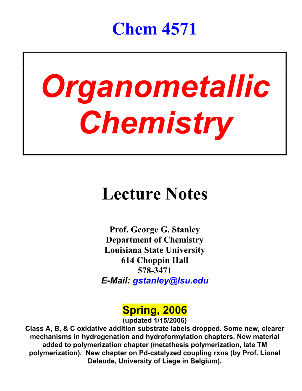 Organometallic Chemistry