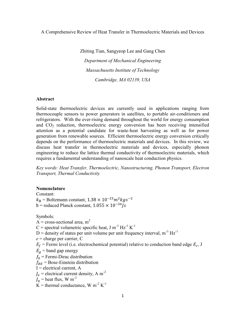 A Comprehensive Review of Heat Transfer in Thermoelectric Materials and Devices