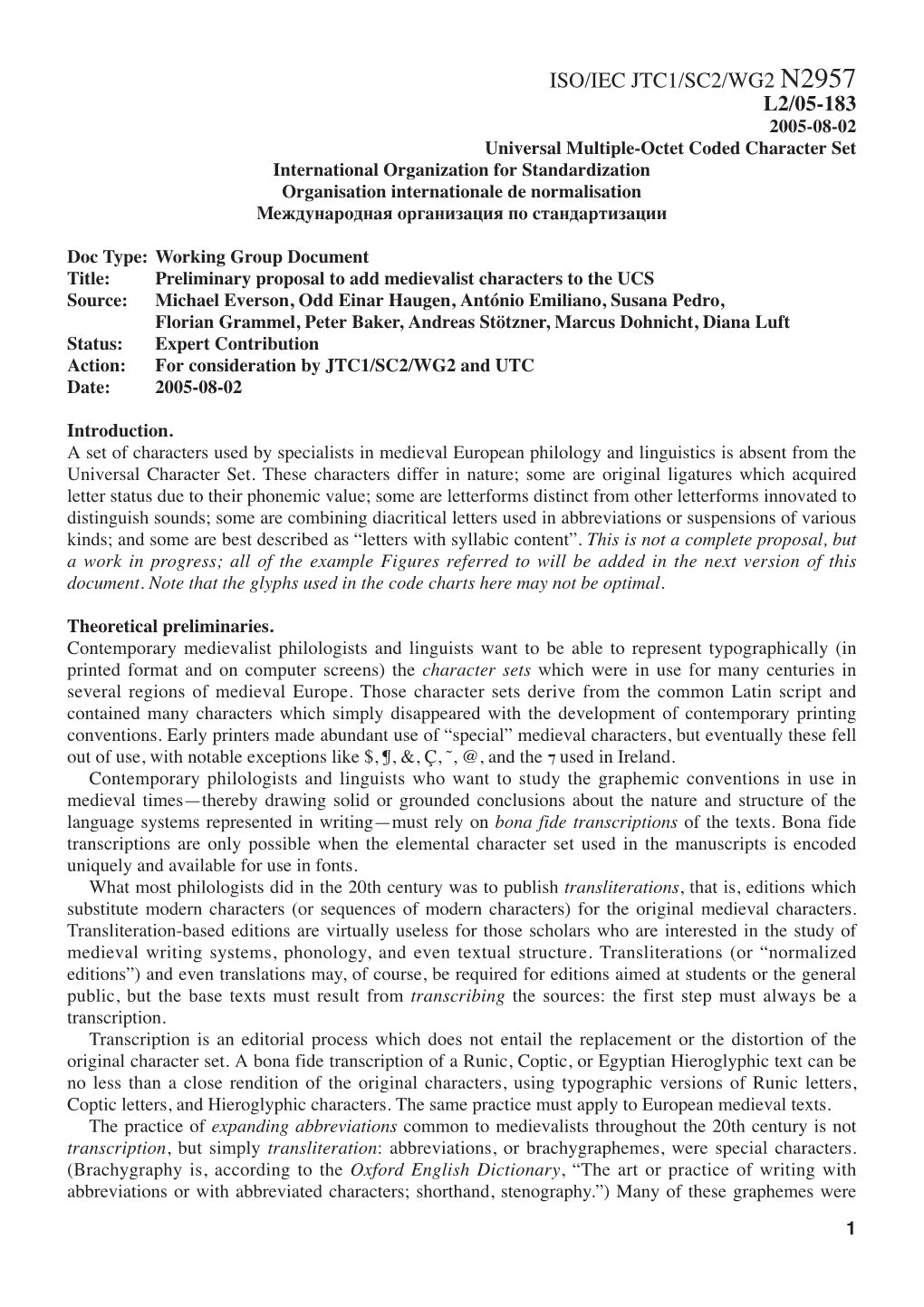 Iso/Iec Jtc1/Sc2/Wg2 N2957 L2/05-183