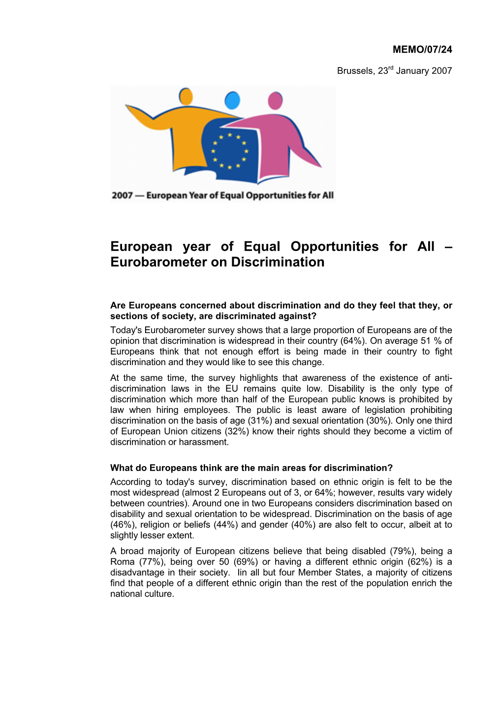Eurobarometer on Discrimination