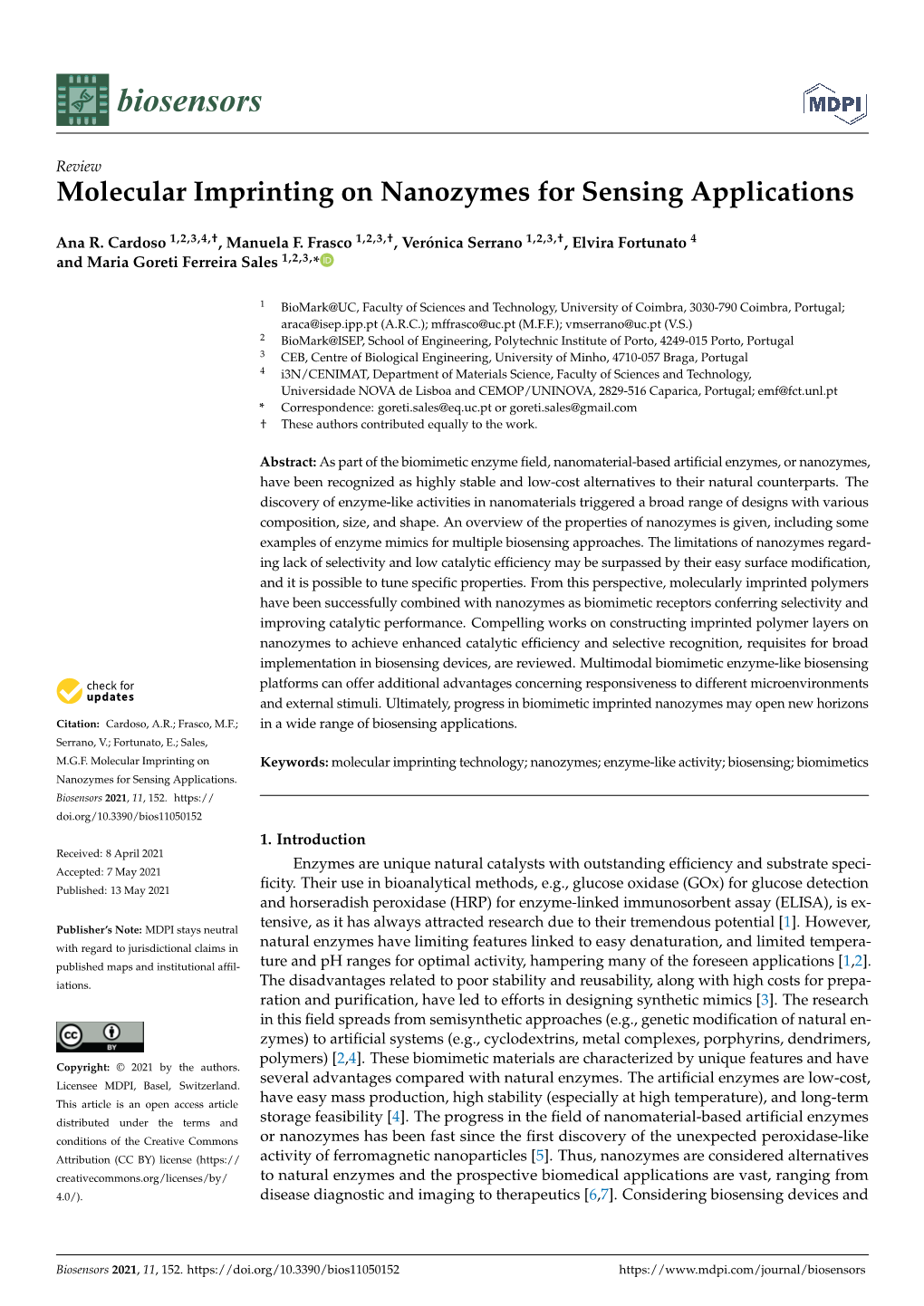 Molecular Imprinting on Nanozymes for Sensing Applications