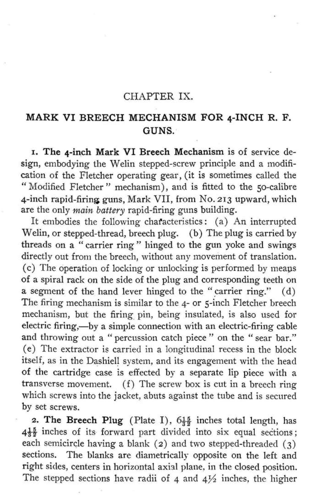 Chapter Ix. Mark Vi Breech Mechanism for 4-Inch R. F