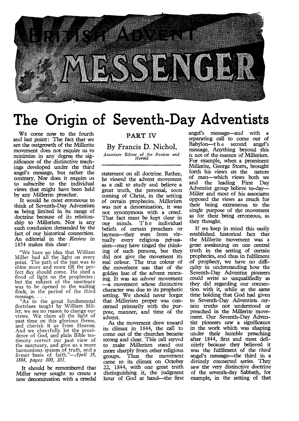 The Origin of Seventh-Day Adventists