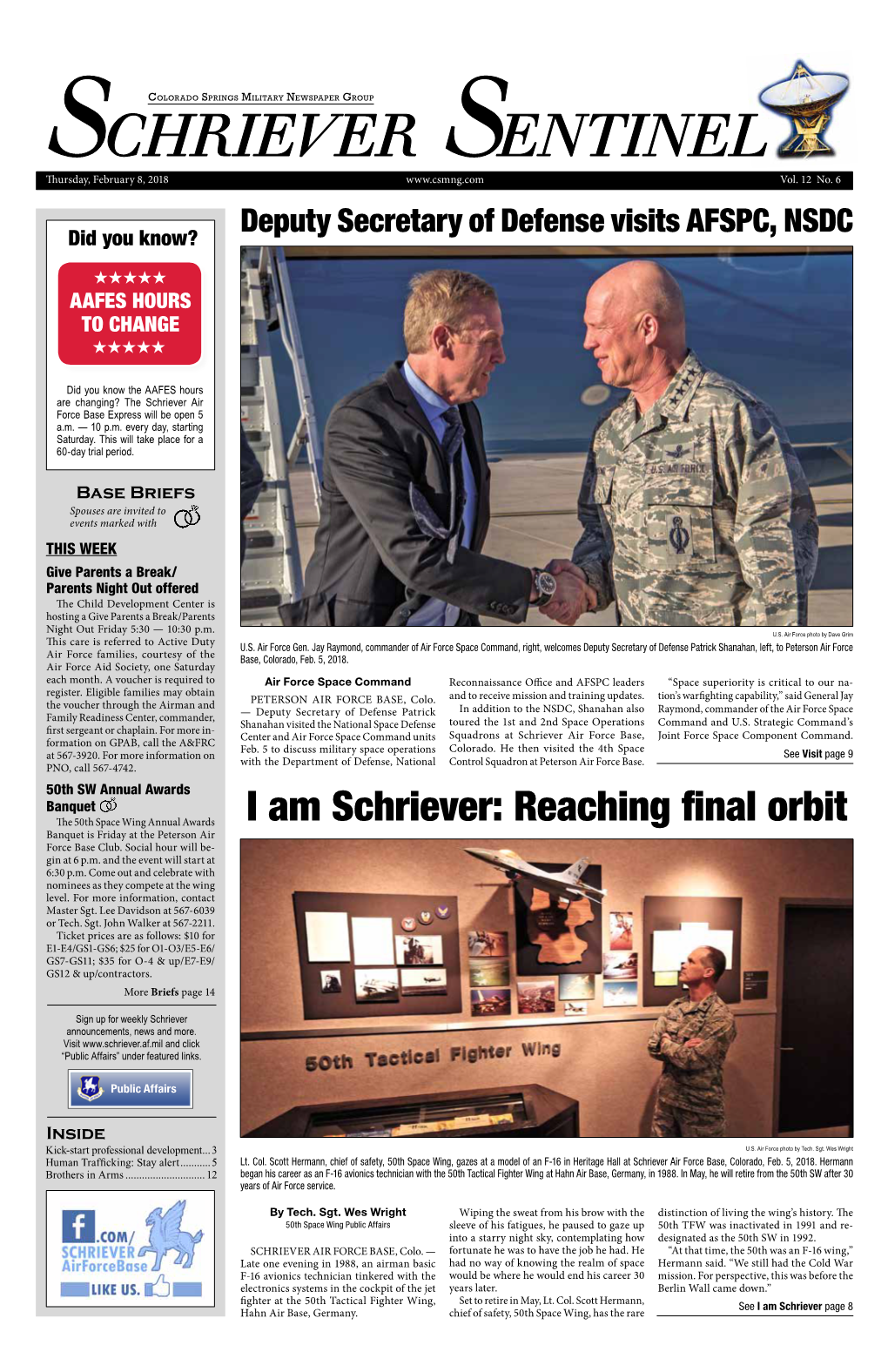 I Am Schriever: Reaching Final Orbit Banquet Is Friday at the Peterson Air Force Base Club