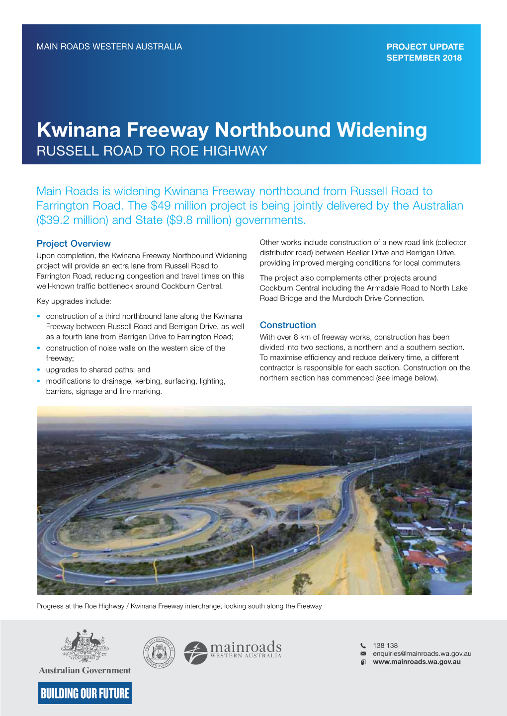Kwinana Freeway Northbound Widening RUSSELL ROAD to ROE HIGHWAY
