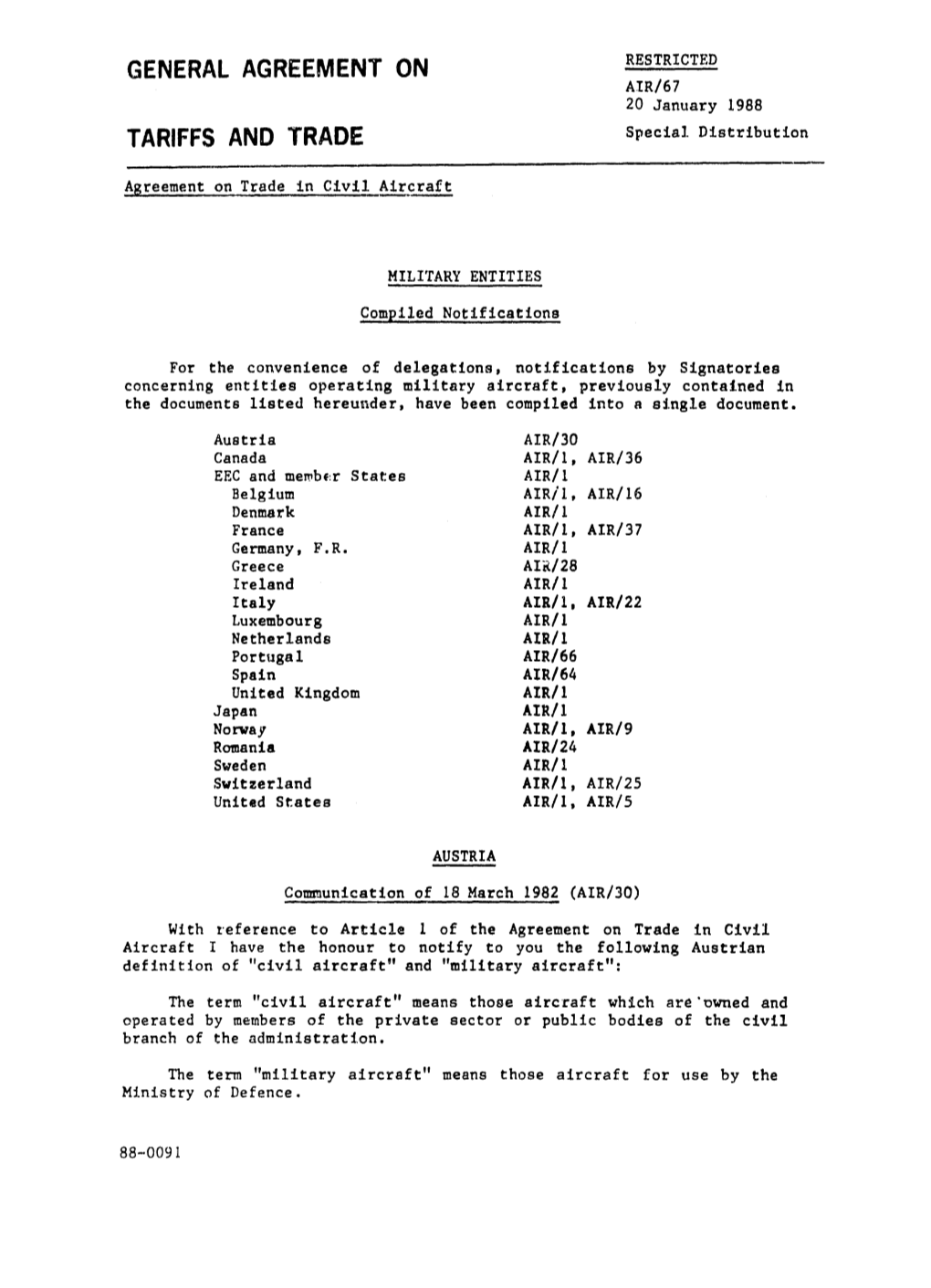 General Agreement on Restricted Tariffs and Trade