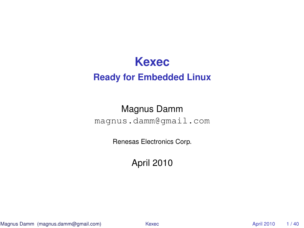 Kexec Ready for Embedded Linux