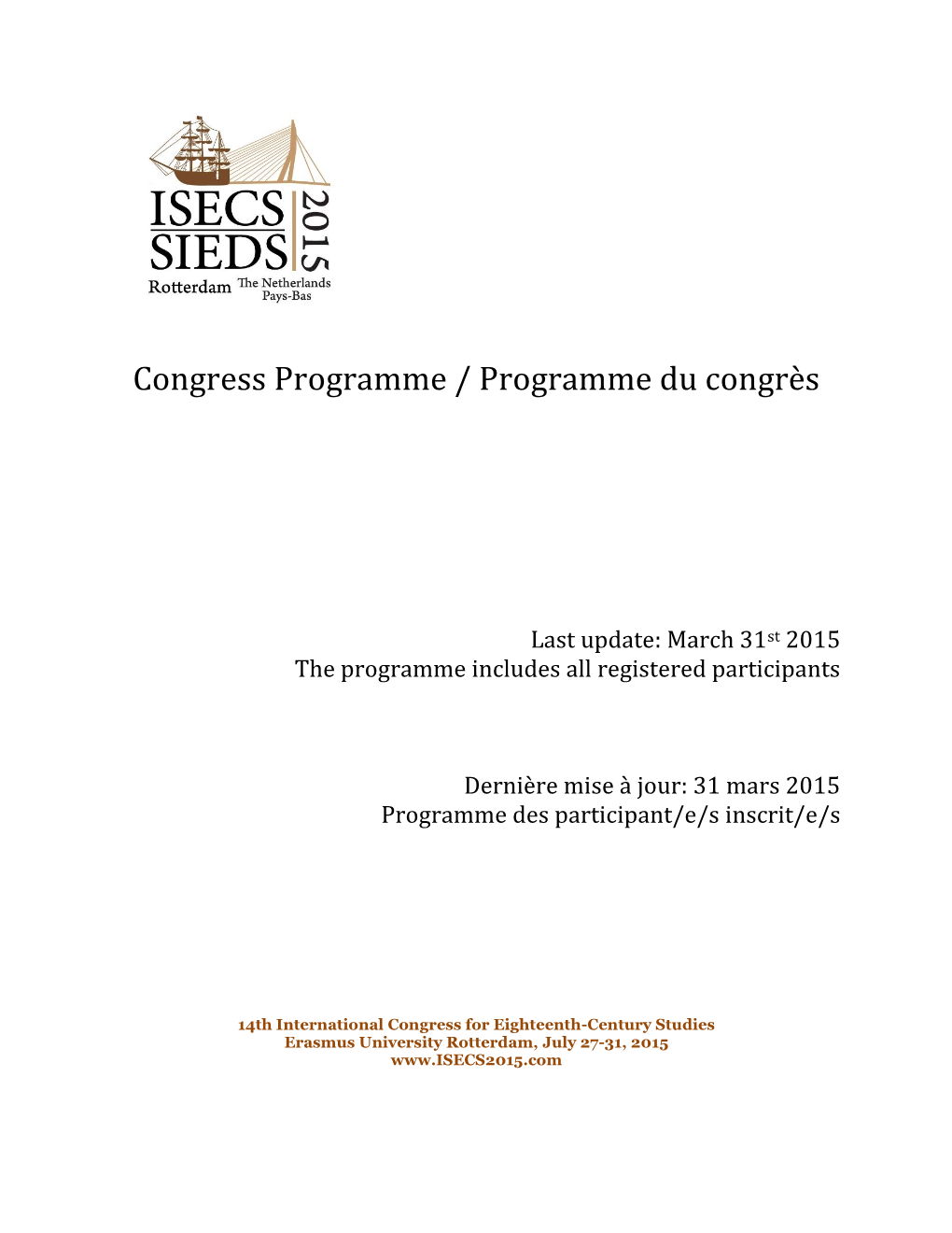 Programme / Programme Du Congrès