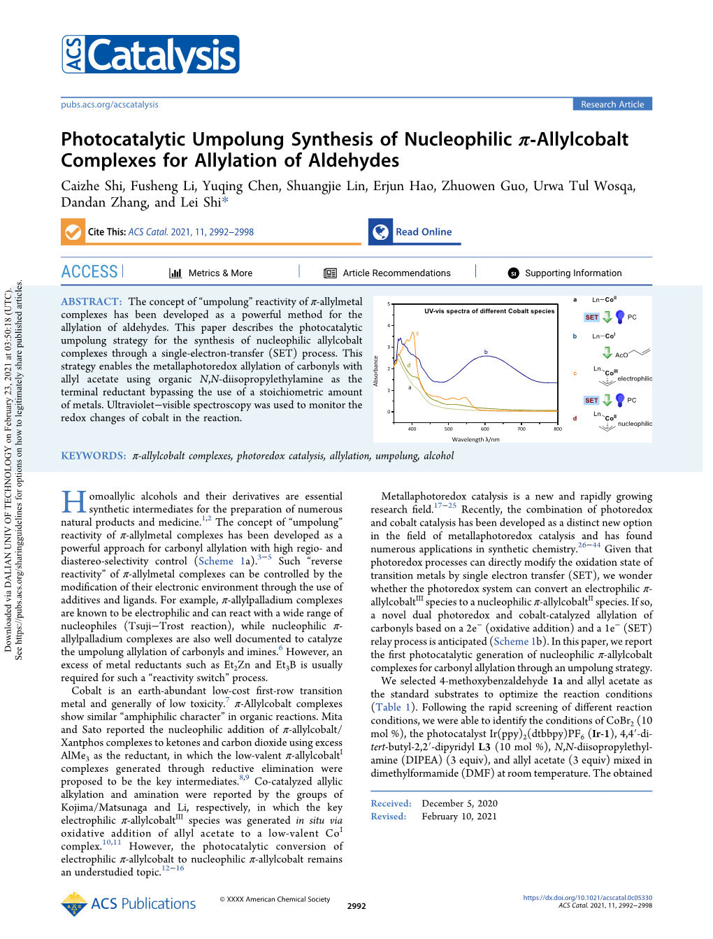 Photocatalytic Umpolung Synthesis of Nucleophilic Π-Allylcobalt