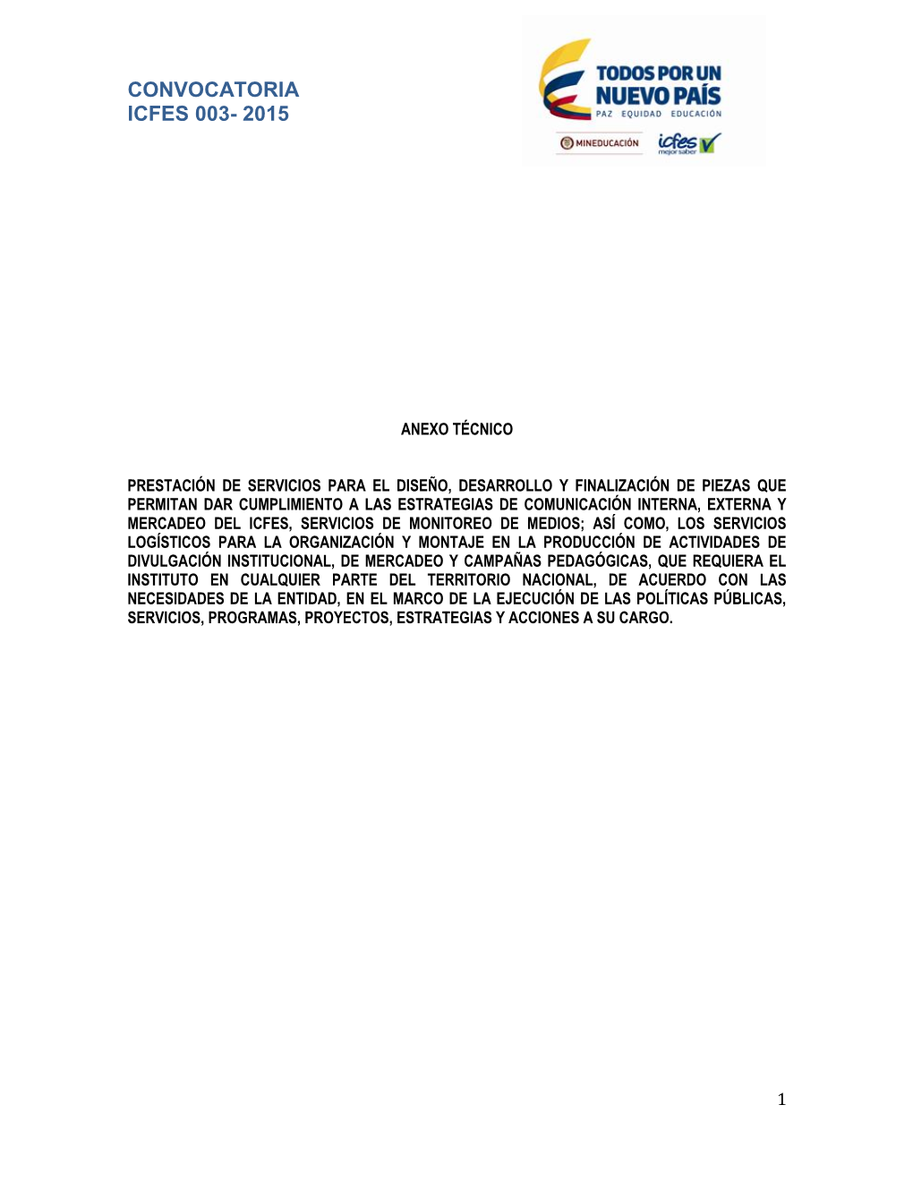 Convocatoria Icfes 003- 2015