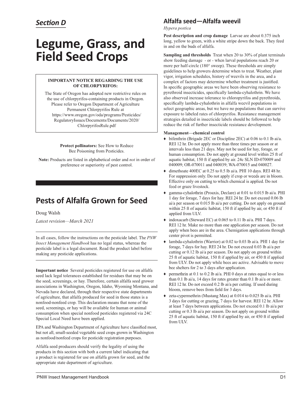 Legume, Grass, and Field Seed Crops