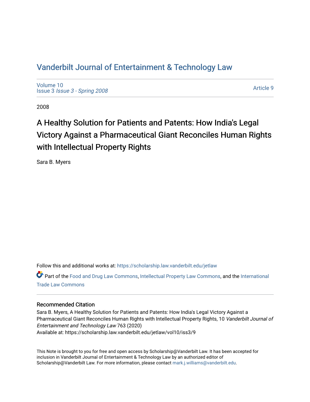 How India's Legal Victory Against a Pharmaceutical Giant Reconciles Human Rights with Intellectual Property Rights