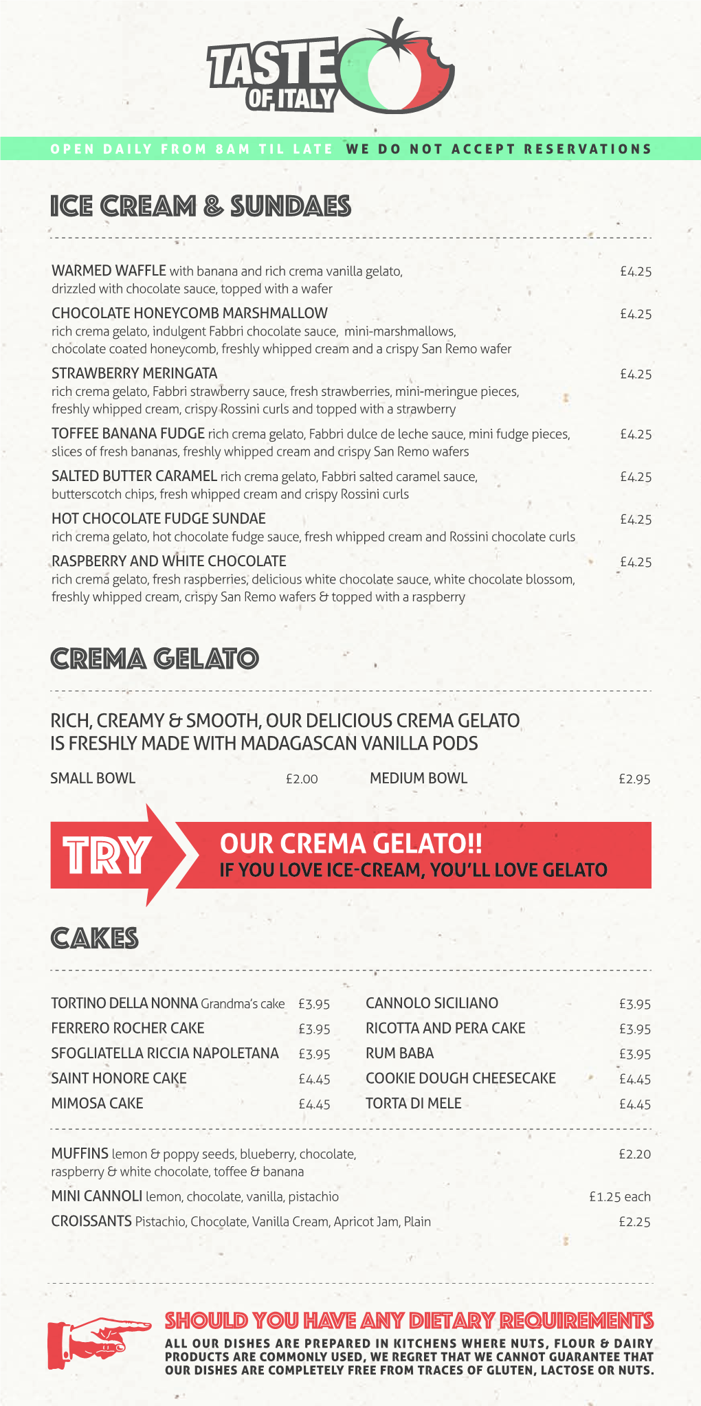 Cakes Crema Gelato Ice Cream & Sundaes